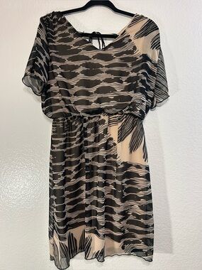 Enfocus Studio Black and Beige Printed Dress